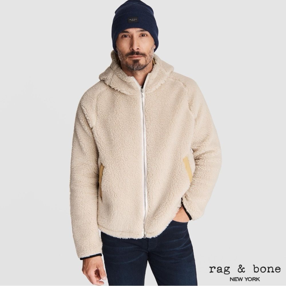 Rag & Bone **NWT** Sherpa Tactic Hooded Fleece Jacket in Natural